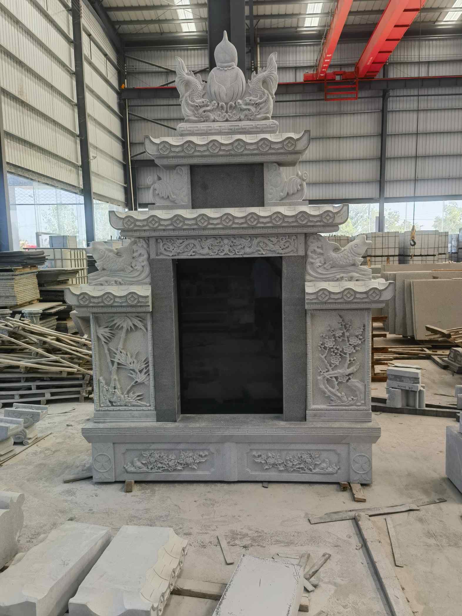 黄冈 芝麻灰高档墓碑、土墓，一套也支持定做